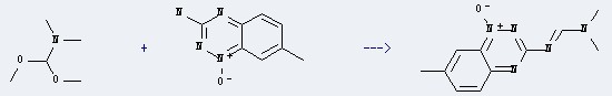 The 1,2,4-Benzotriazin-3-amine,7-methyl-, 1-oxide could react with dimethoxymethyl-dimethyl-amine to obtain the N,N-dimethyl-N'-(7-methyl-1-oxy-benzo[e][1,2,4]triazin-3-yl)-formamidine